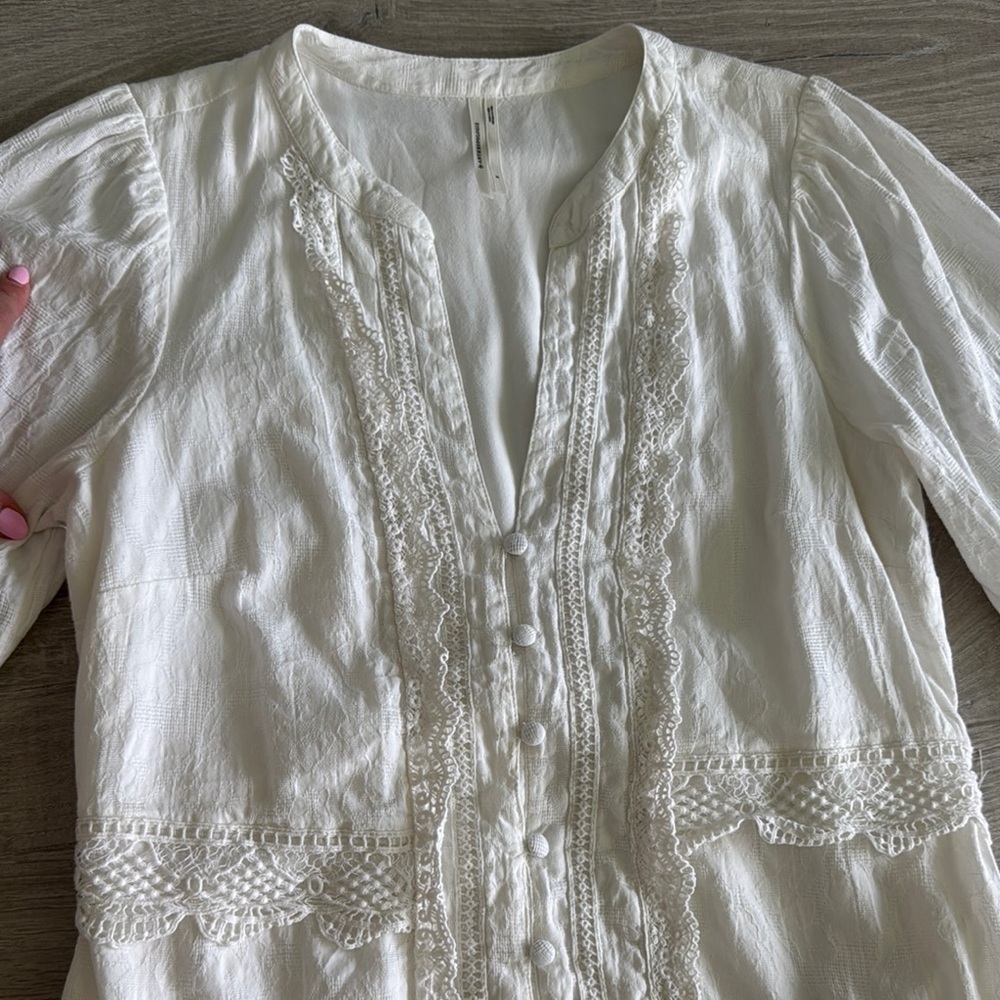 Anthropologie White Long Sleeve Dress Size Medium - Picture 10 of 12
